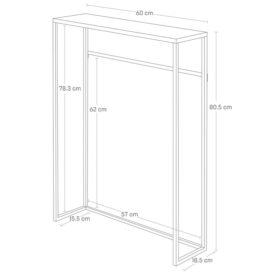 Sort metallbord med treplate for et elegant preg.
