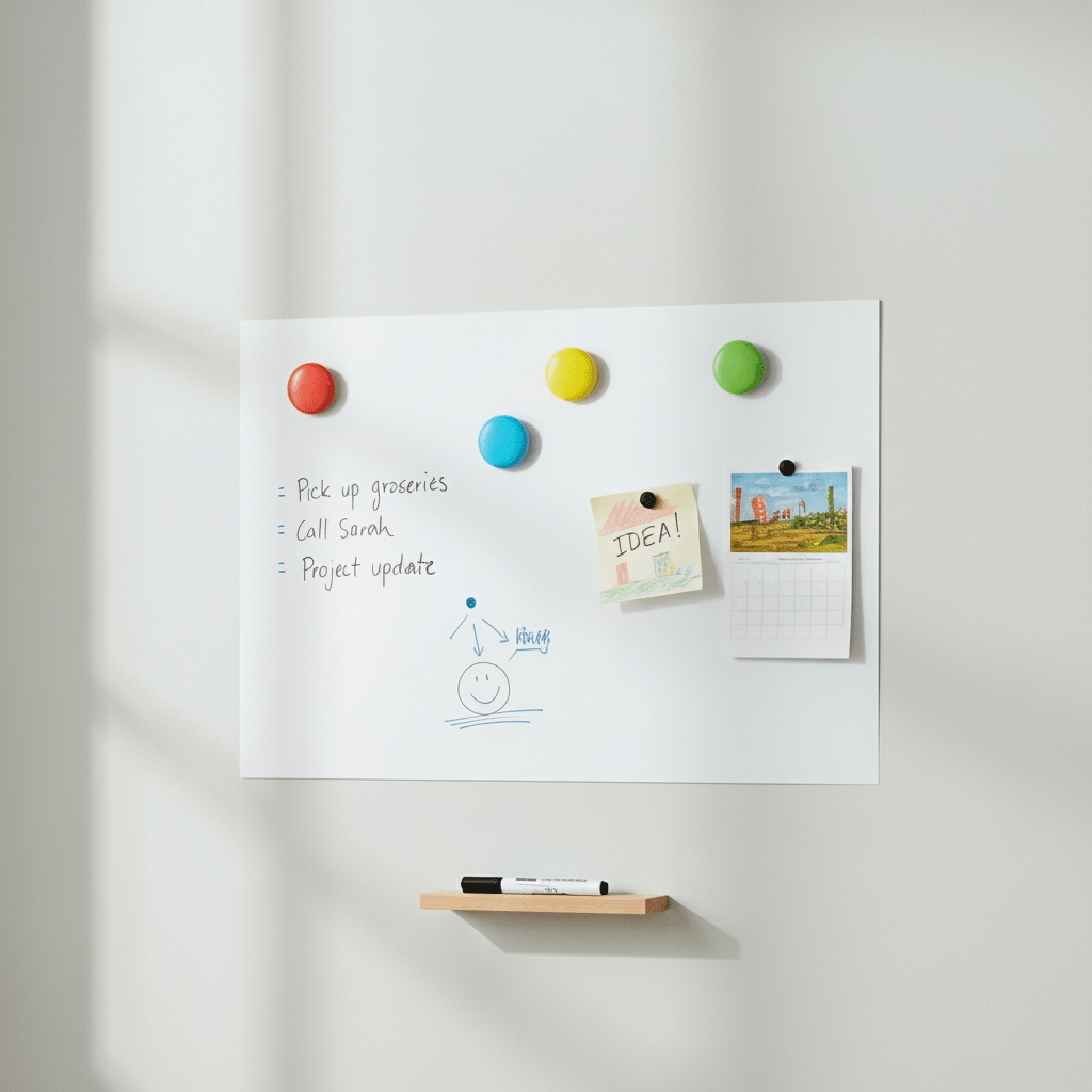 Magnetisk whiteboardfolie 4 magneter + penn 45 x 100 cm - Lindas Dekor