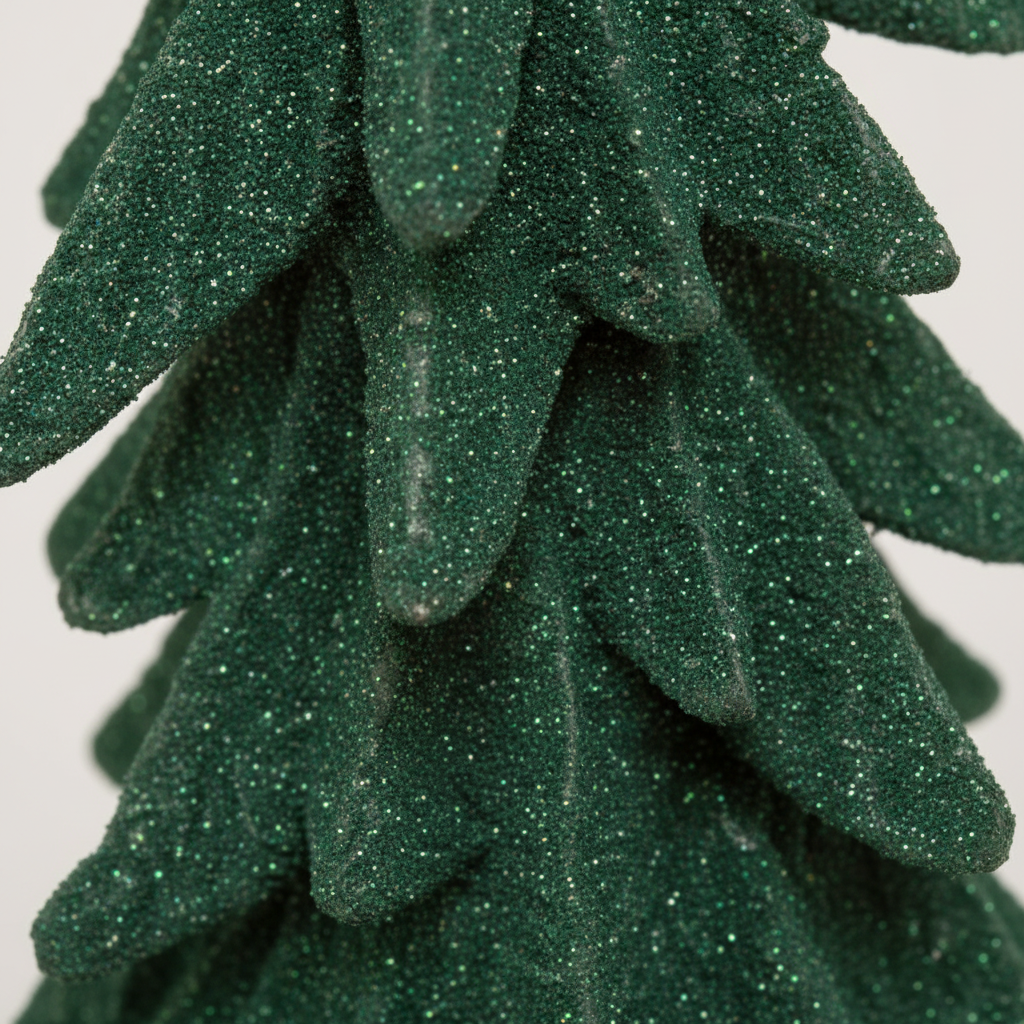 Klassisk grønt dekortre stor størrelse med glittereffekt - premium julepynt 27x12 cm