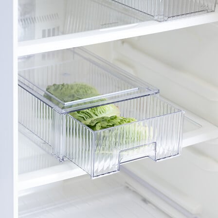 Kjøleskapsboks med skuff, transparent 32 cm - Lindas Dekor Oppbevaringsboks til mat