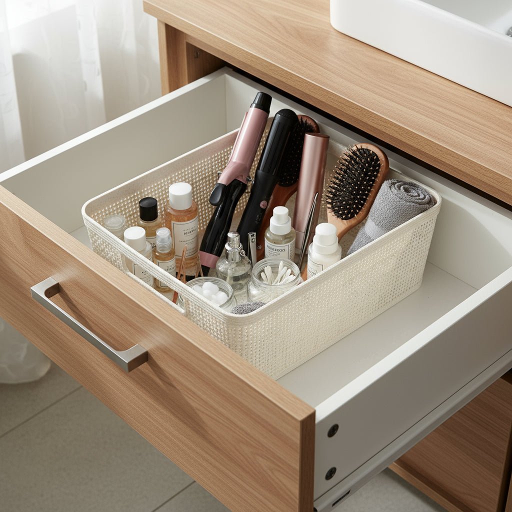 Oppbevaringskurv sandfarget 35 x 29 x 13 cm - Lindas Dekor