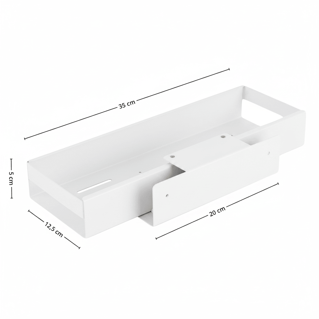 Utbyggbar smal vit hylla 35 x 12,5 cm - Lindas Dekor