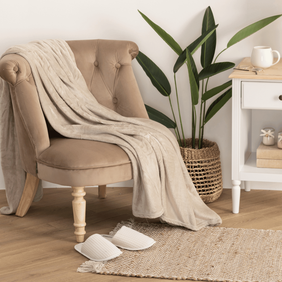 Beige flanellpledd 130 x 180 cm - Lindas Dekor Pledd