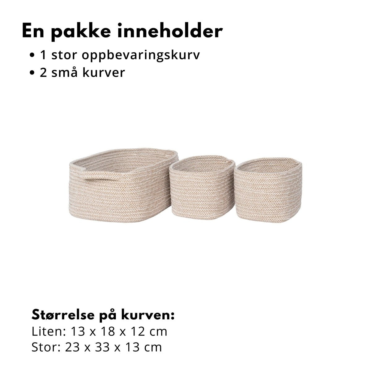3 - pk Teixo oppbevaringskurv - Lindas Dekor