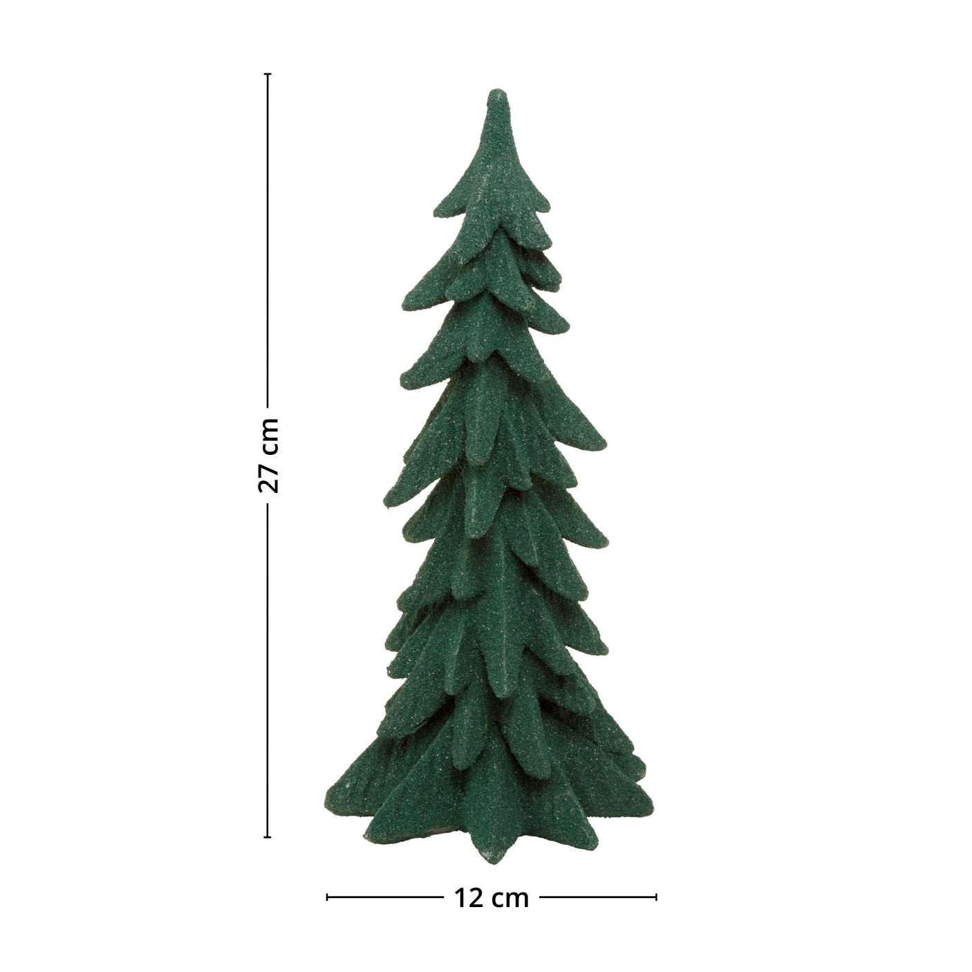 Klassisk grønt dekortre stor størrelse med glitter - nostalgisk julepynt 27x12 cm