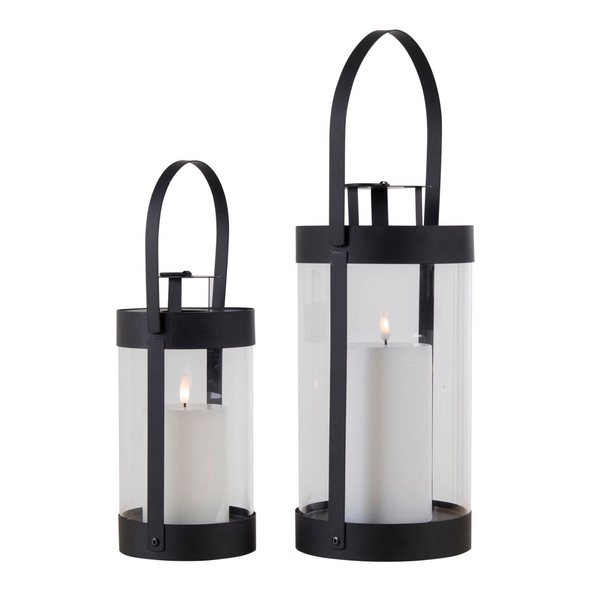 2 - pk Bondi lanterne glass og metall sort - Lindas Dekor