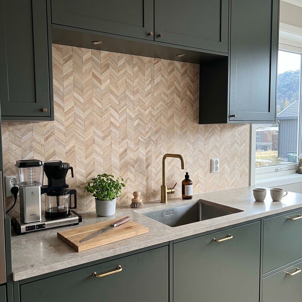10-pk Nordic Chevron selvklebende veggfliser - Lindas Dekor Veggfliser