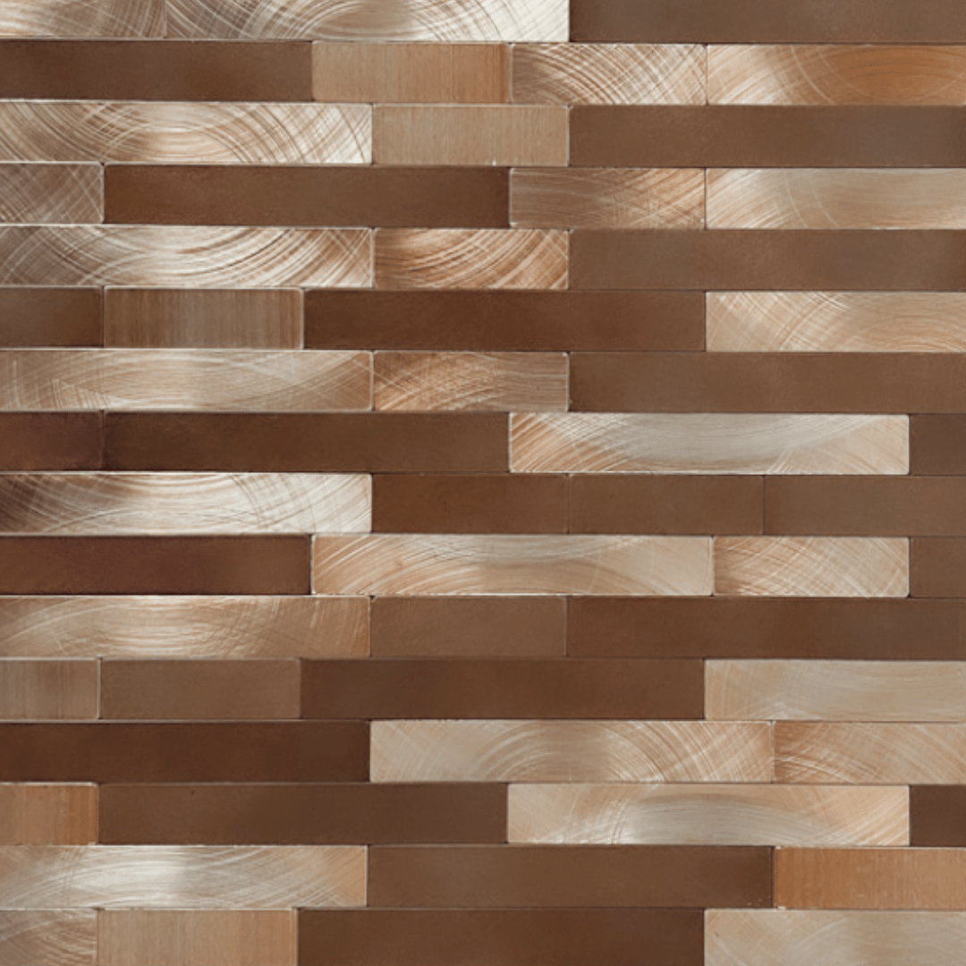 Selvklebende kobberfargede mosaikkfliser i rektangulært design med metallisk glans – moderne veggfliser til kjøkken og bad