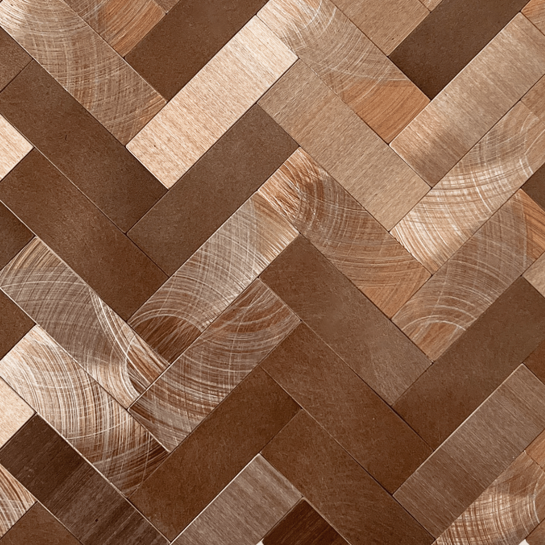 Selvklebende kobberfargede mosaikkfliser i rektangulært design med metallisk glans – moderne veggfliser til kjøkken og bad