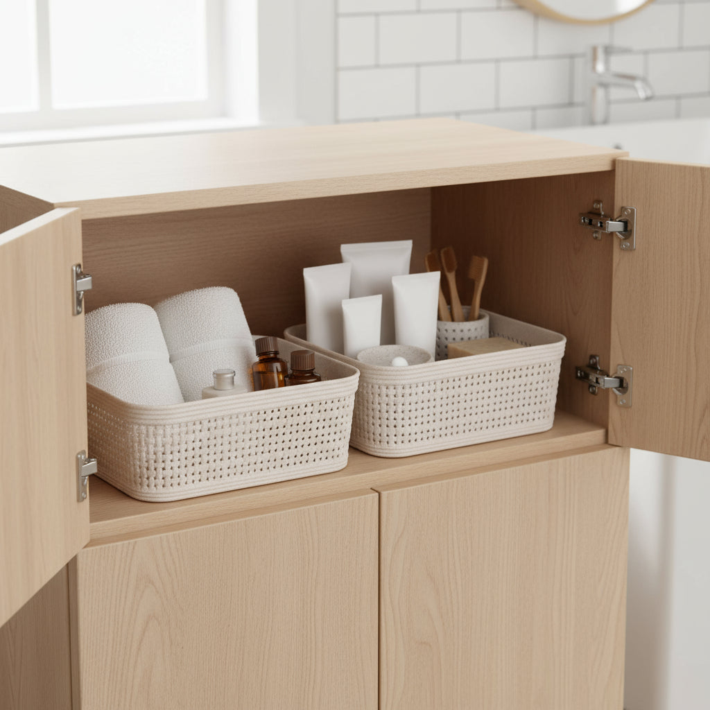 2-pk Oppbevaringskurv sandfarget 19 x 13,5 x 6cm