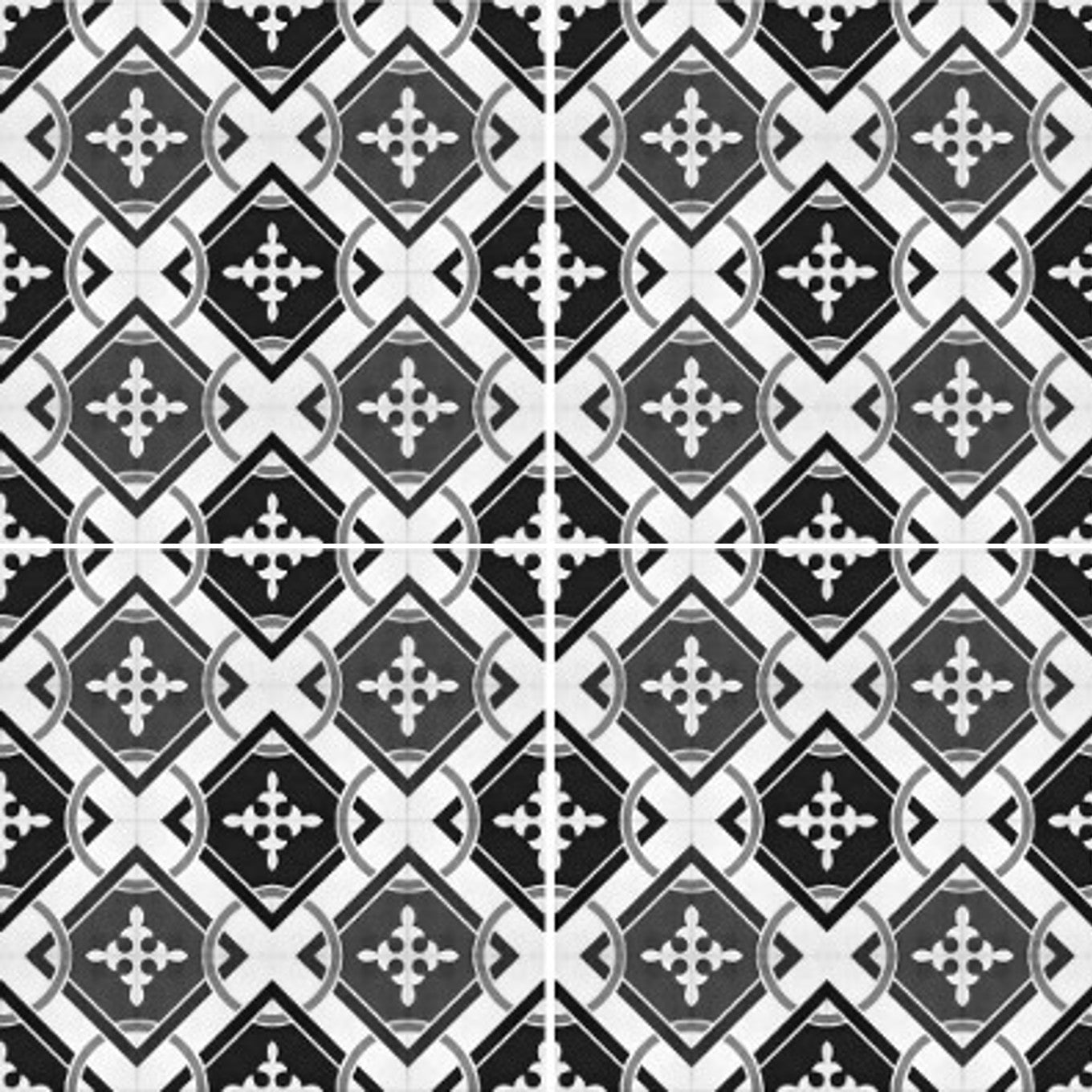 Ferdig lagt gulv med Isadora fliser i klassisk mønsterdesign