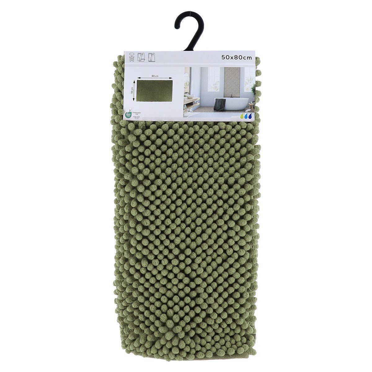 Badsrumsmatta i mikrofiber med kulor 50 x 80 cm i försäljningsförpackning
