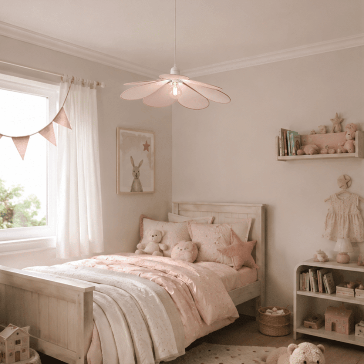 Taklampe kronblad rosa 64 cm - Lindas Dekor Taklampe