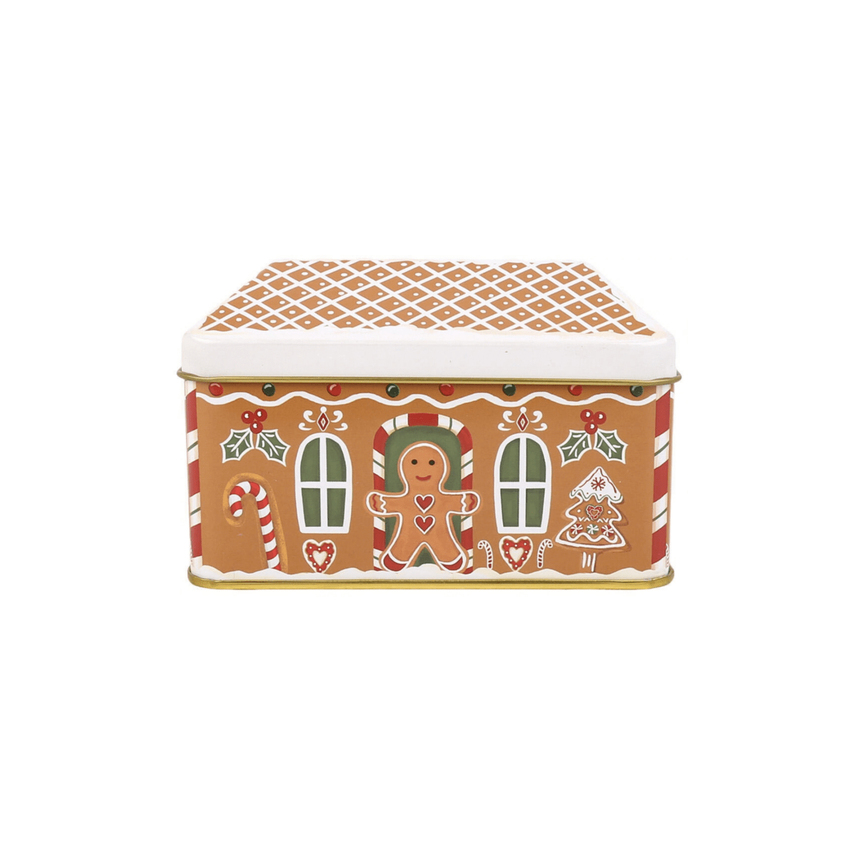 Metallboks pepperkakehus brun 12 x 8 x 8 cm - Lindas Dekor Oppbevaringsboks
