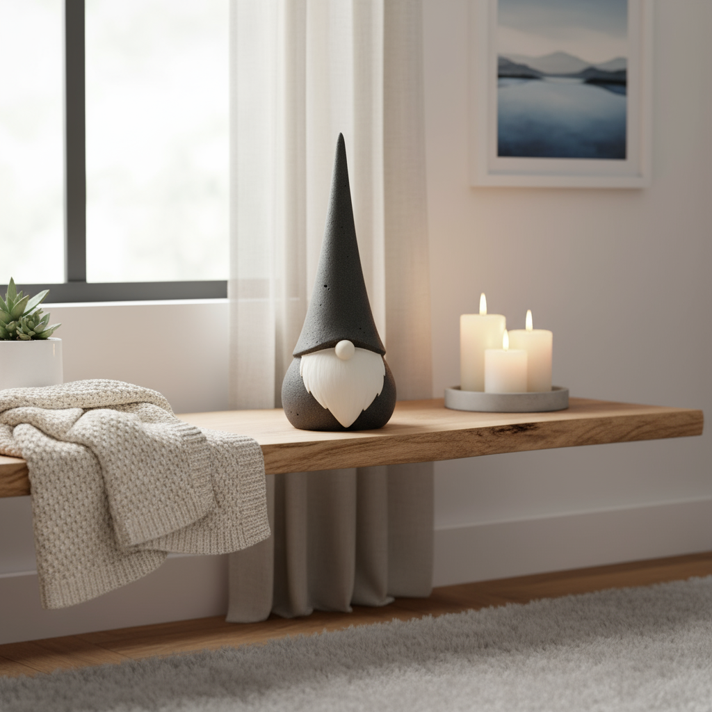 Keramik tomte svart, stor