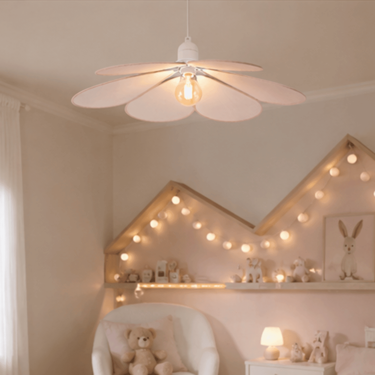 Taklampe kronblad rosa 64 cm - Lindas Dekor Taklampe