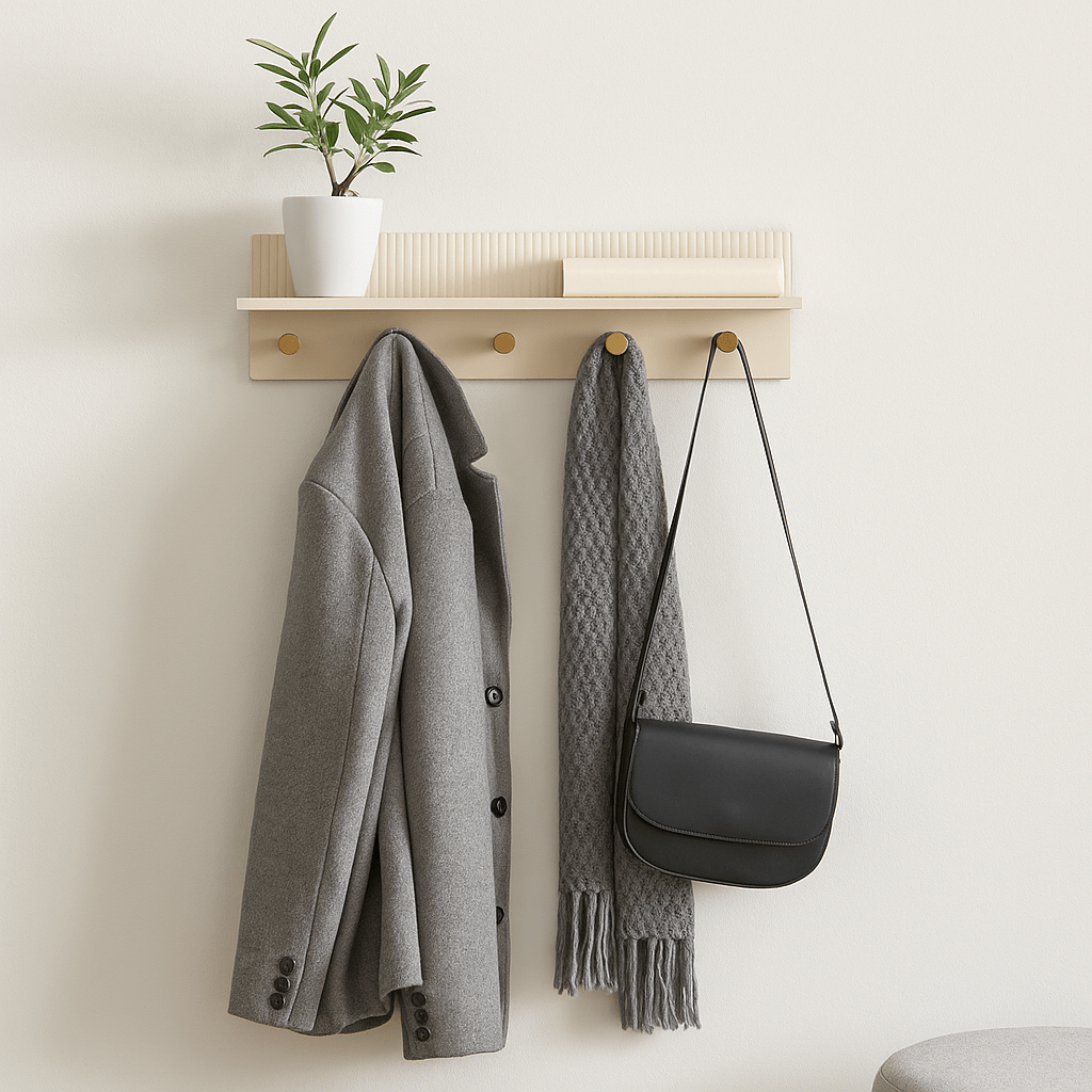 Rocca vegghylle beige med kroker - Lindas Dekor