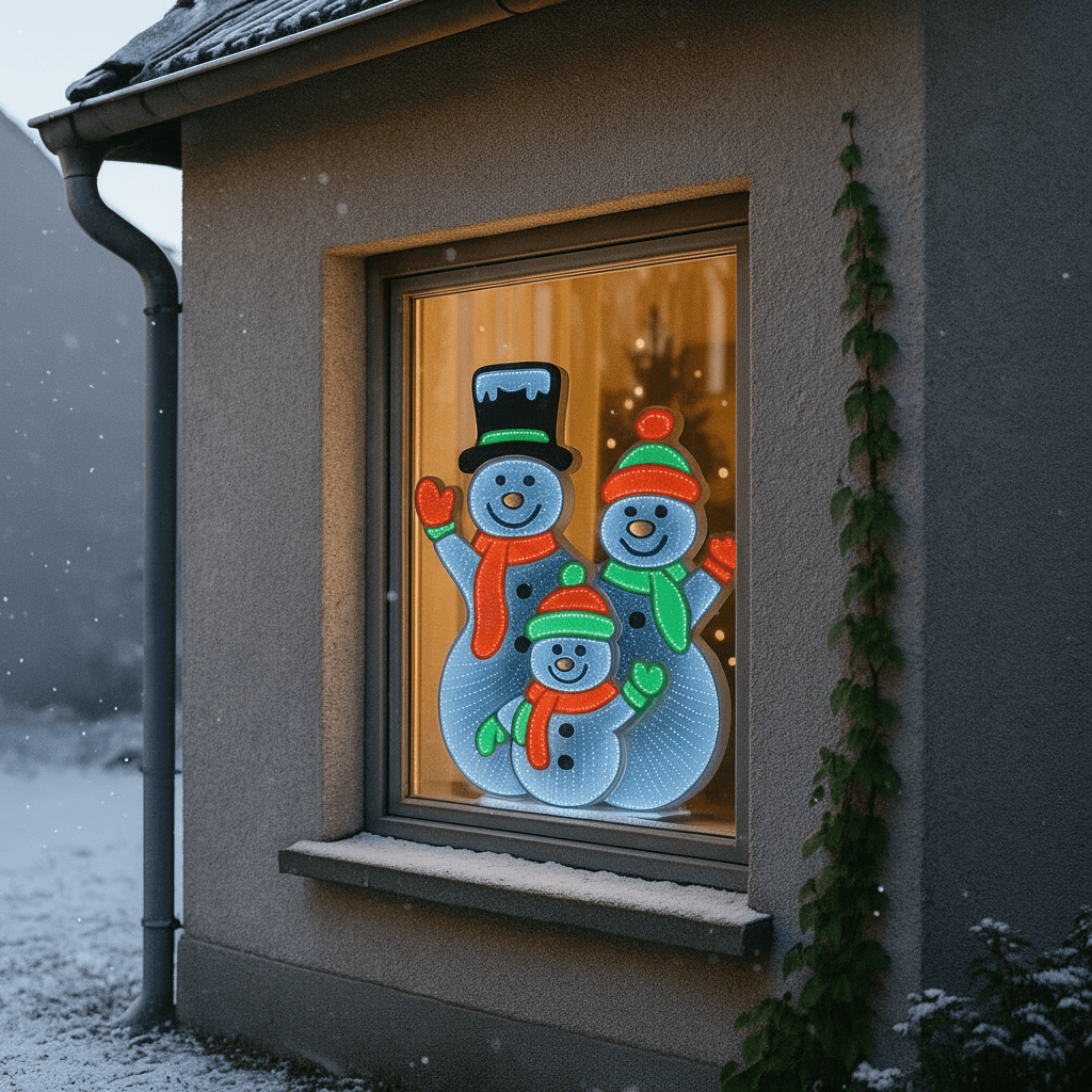 Snømenn LED lysskilt tosidig 66 cm - Lindas Dekor