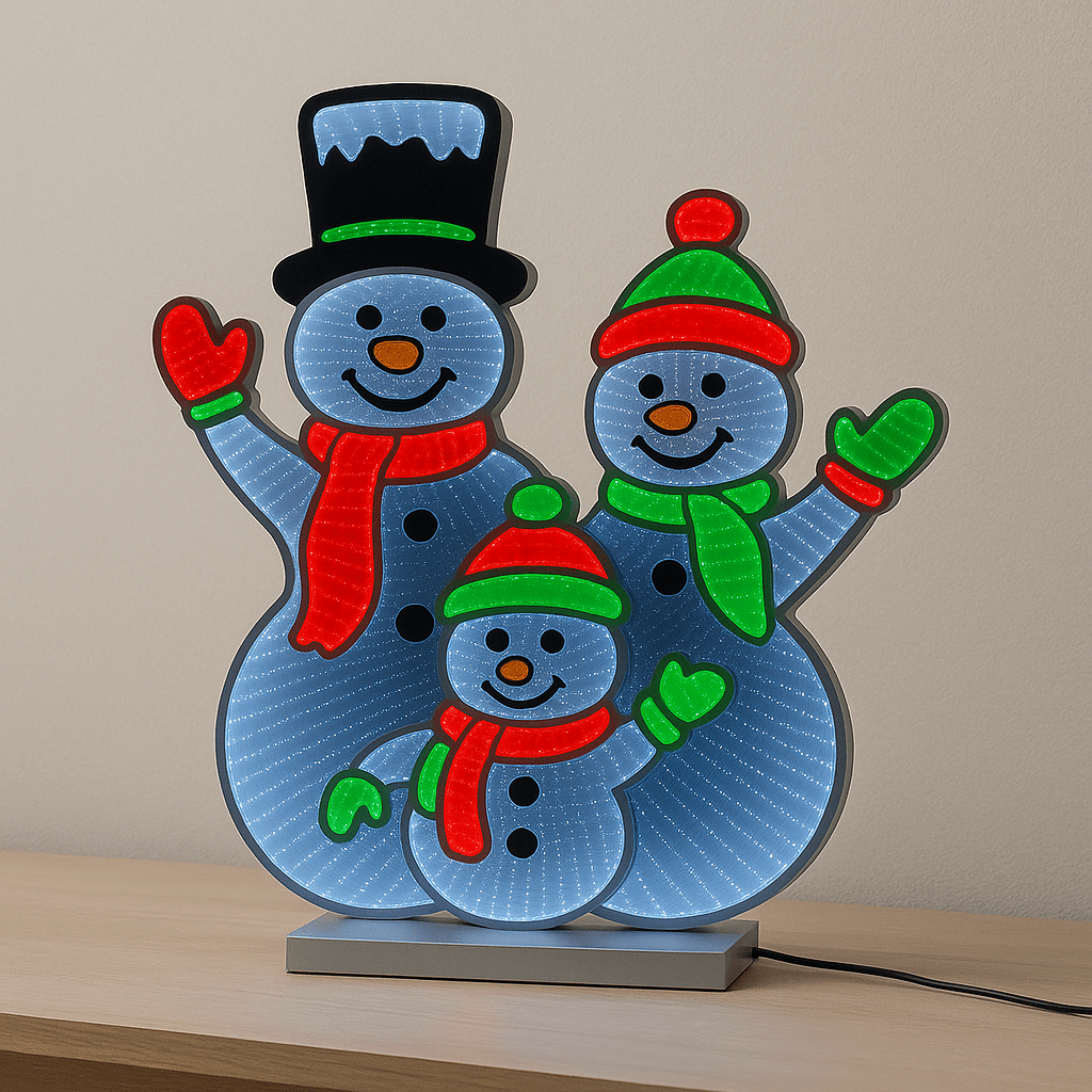Snømenn LED lysskilt tosidig 66 cm - Lindas Dekor