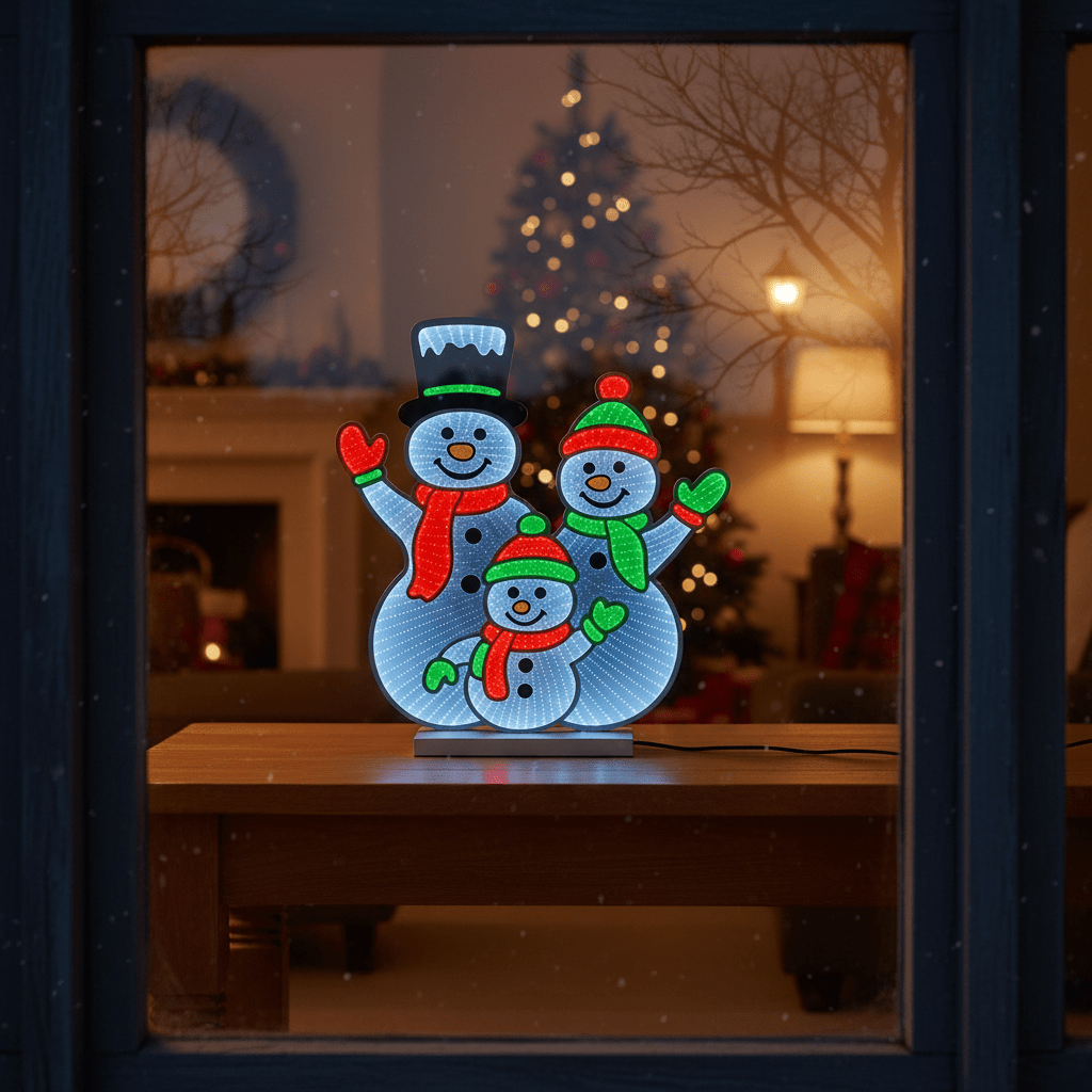 Snømenn LED lysskilt tosidig 66 cm - Lindas Dekor