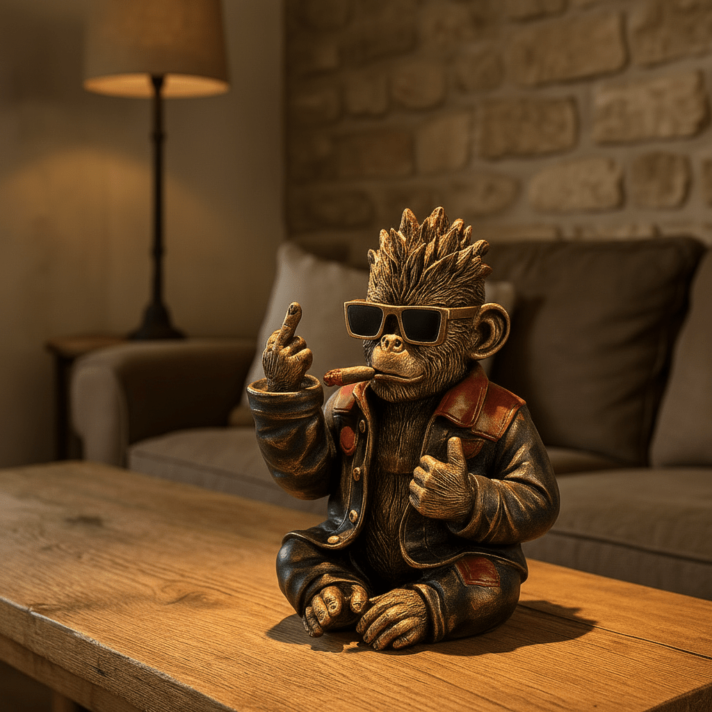 Rockeape figur antikkgull - Lindas Dekor