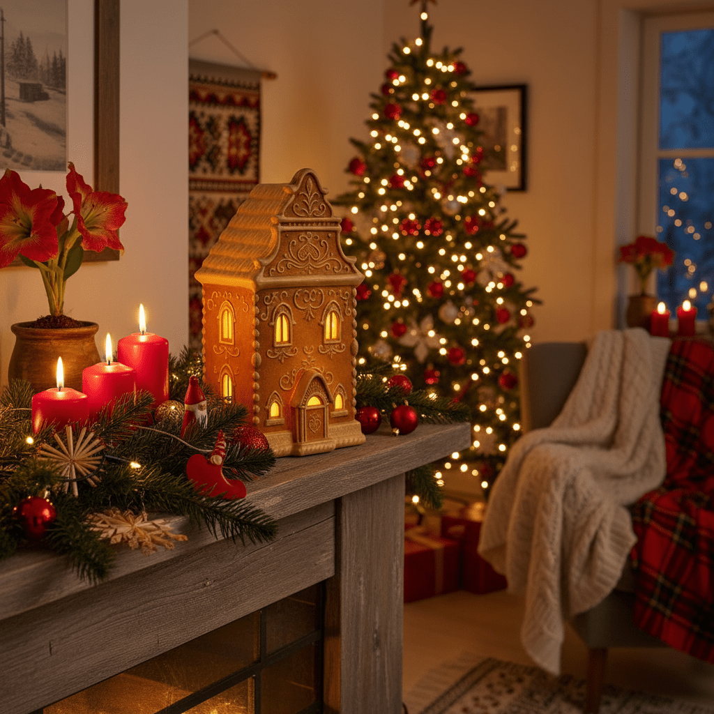 Pepparkakshus med LED-ljus 34,5 cm - Lindas Dekor