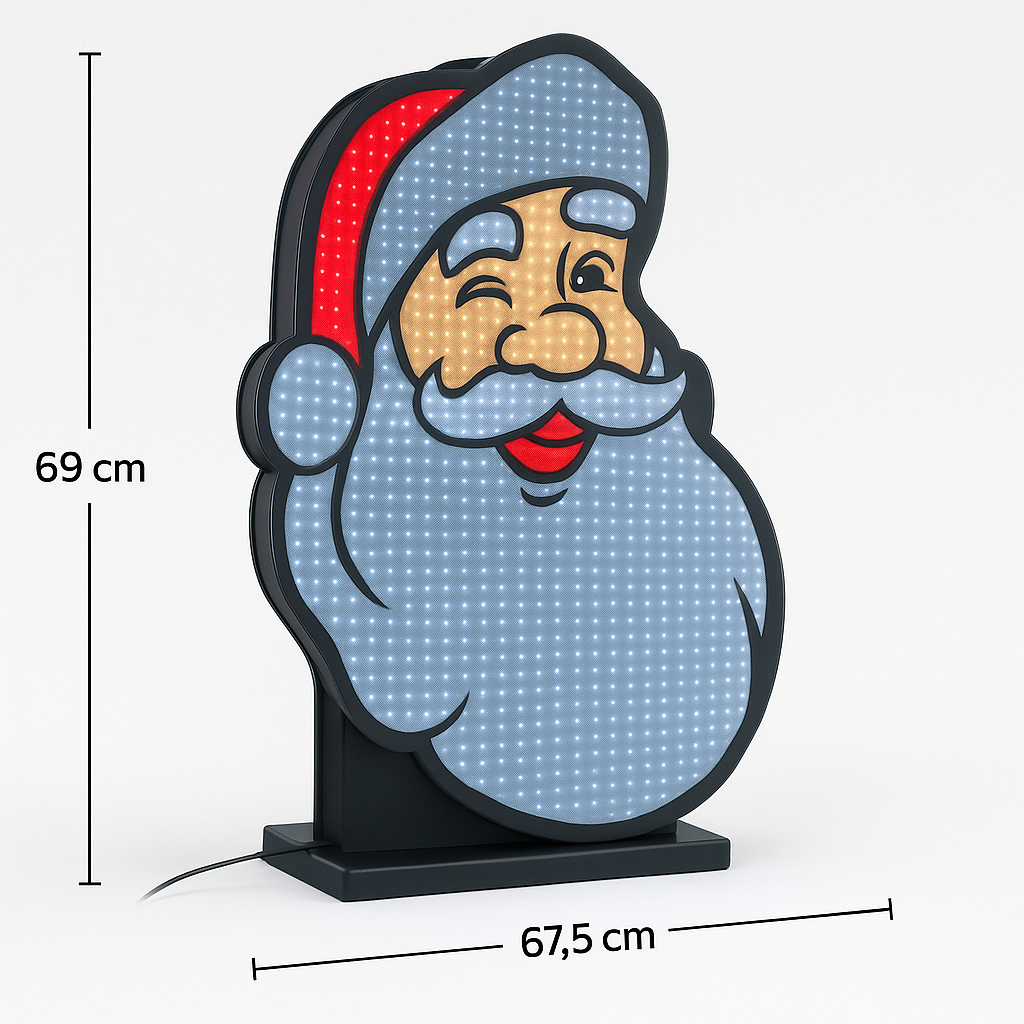Nisse i pipe LED-lys med infinity-speil, måler 69 x 67,5 cm. Moderne juledekorasjon med dybdeeffekt som gir et stemningsfullt preg i hjemmet.