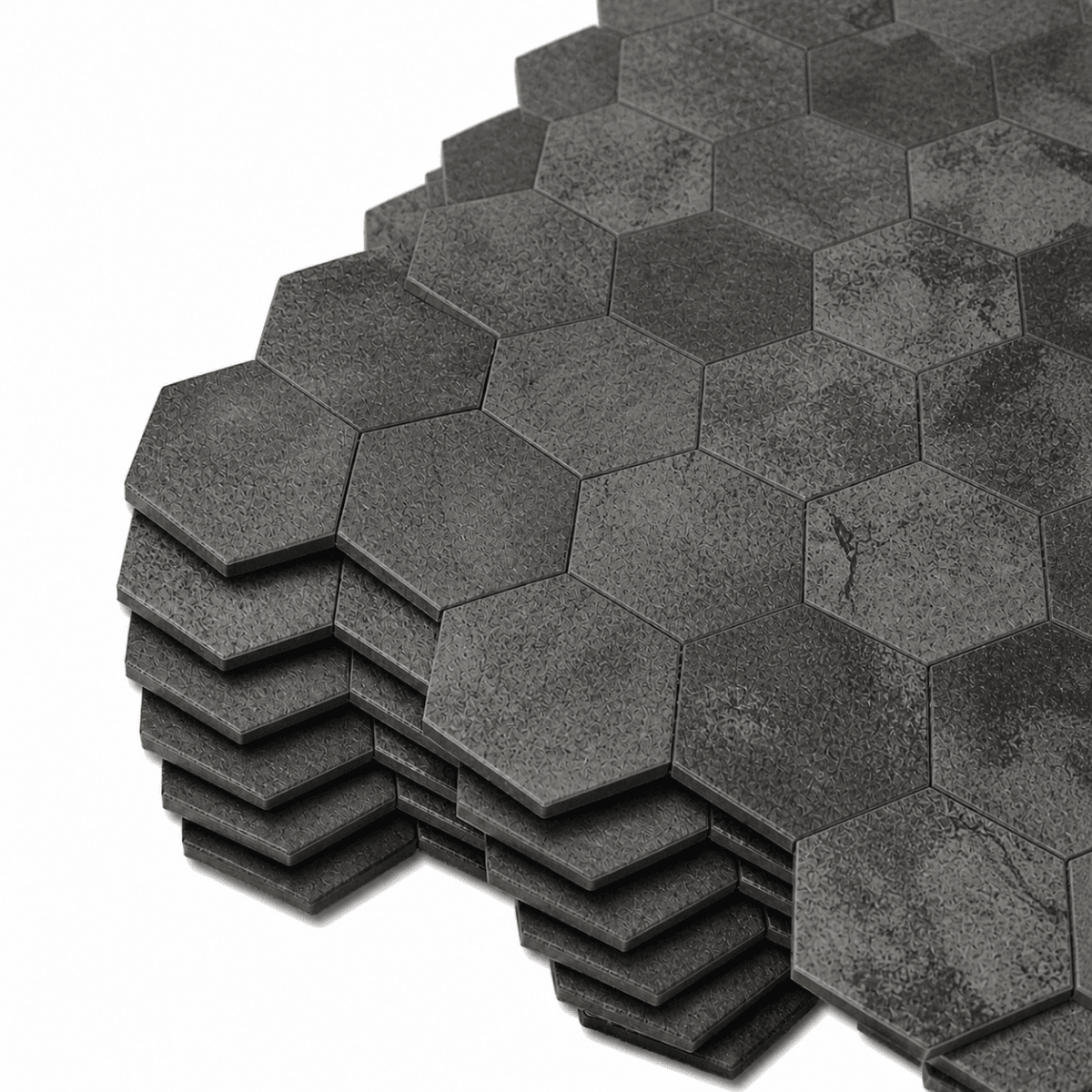 10 - pk Hexagon mørkegrå betong selvklebende veggfliser - Lindas Dekor Fliser