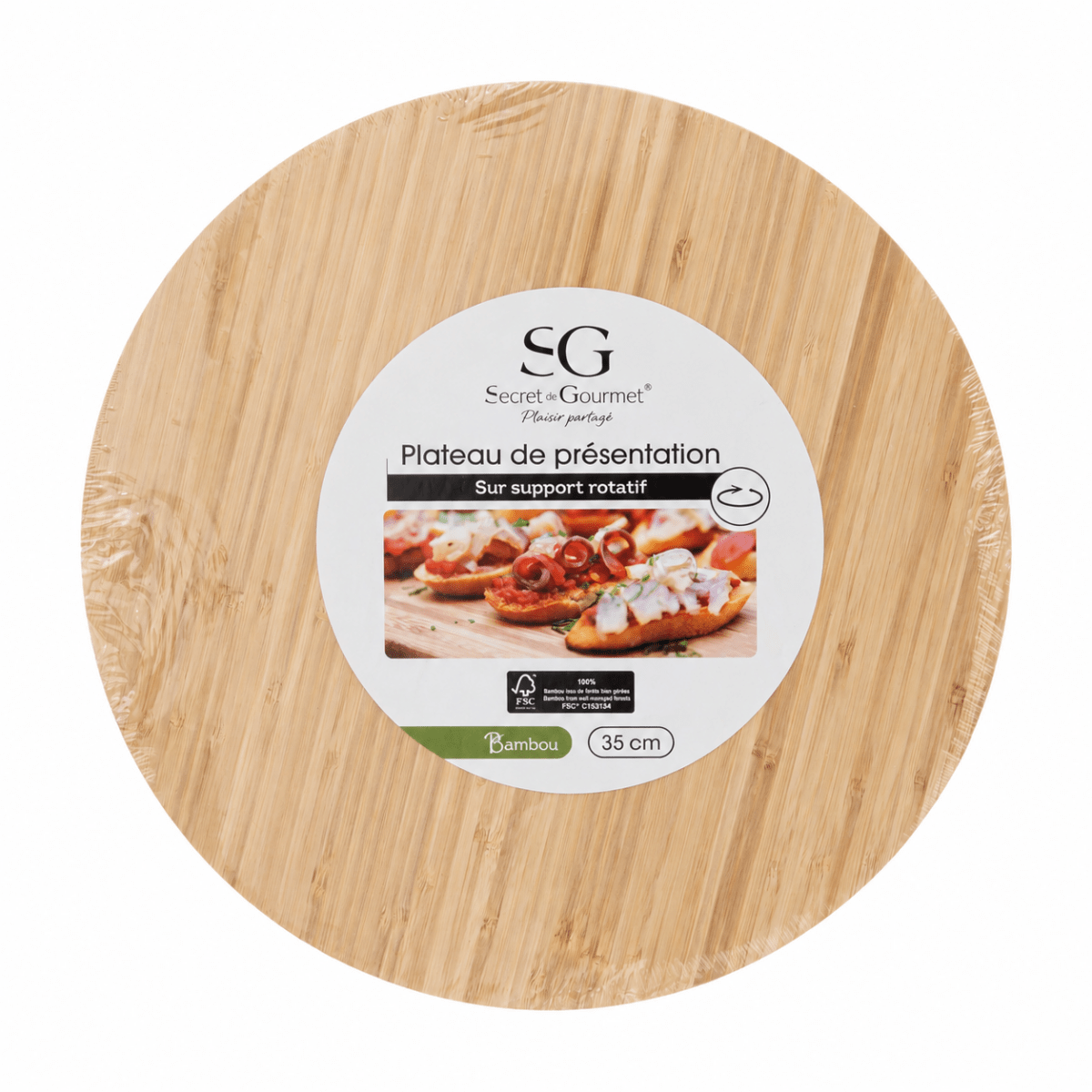 Snurrefat i bambus tre 35 cm - Lindas Dekor Serveringsfat