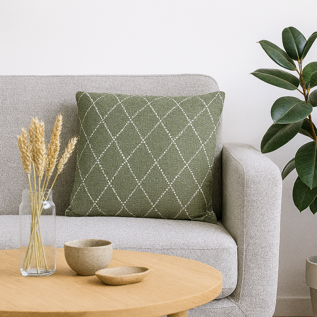 Putetrekk jaquard bomull grønn 45 x 45 cm