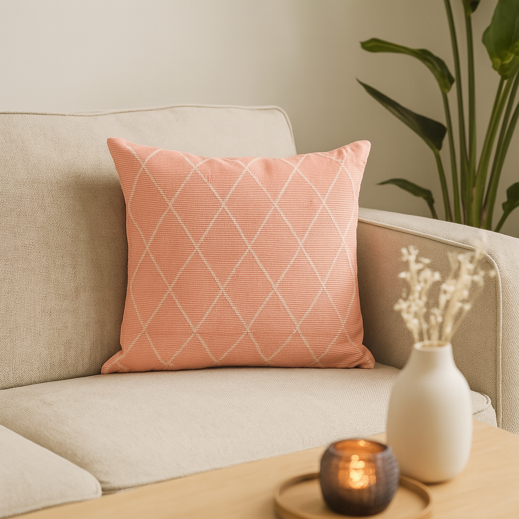 Putetrekk jaquard bomull rosa 45 x 45 cm