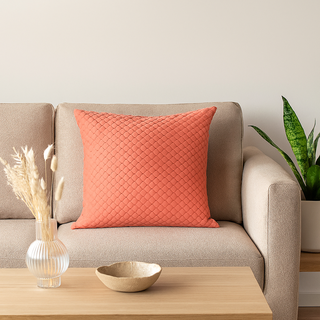 Putetrekk bikube velur rosa 45 x 45 cm