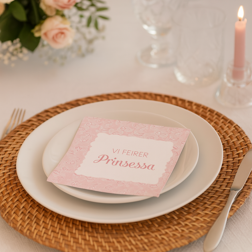 Servetter för dop, rosa 20-pk