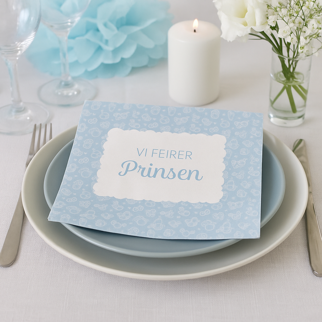 Servetter för dop, blå 20-pk