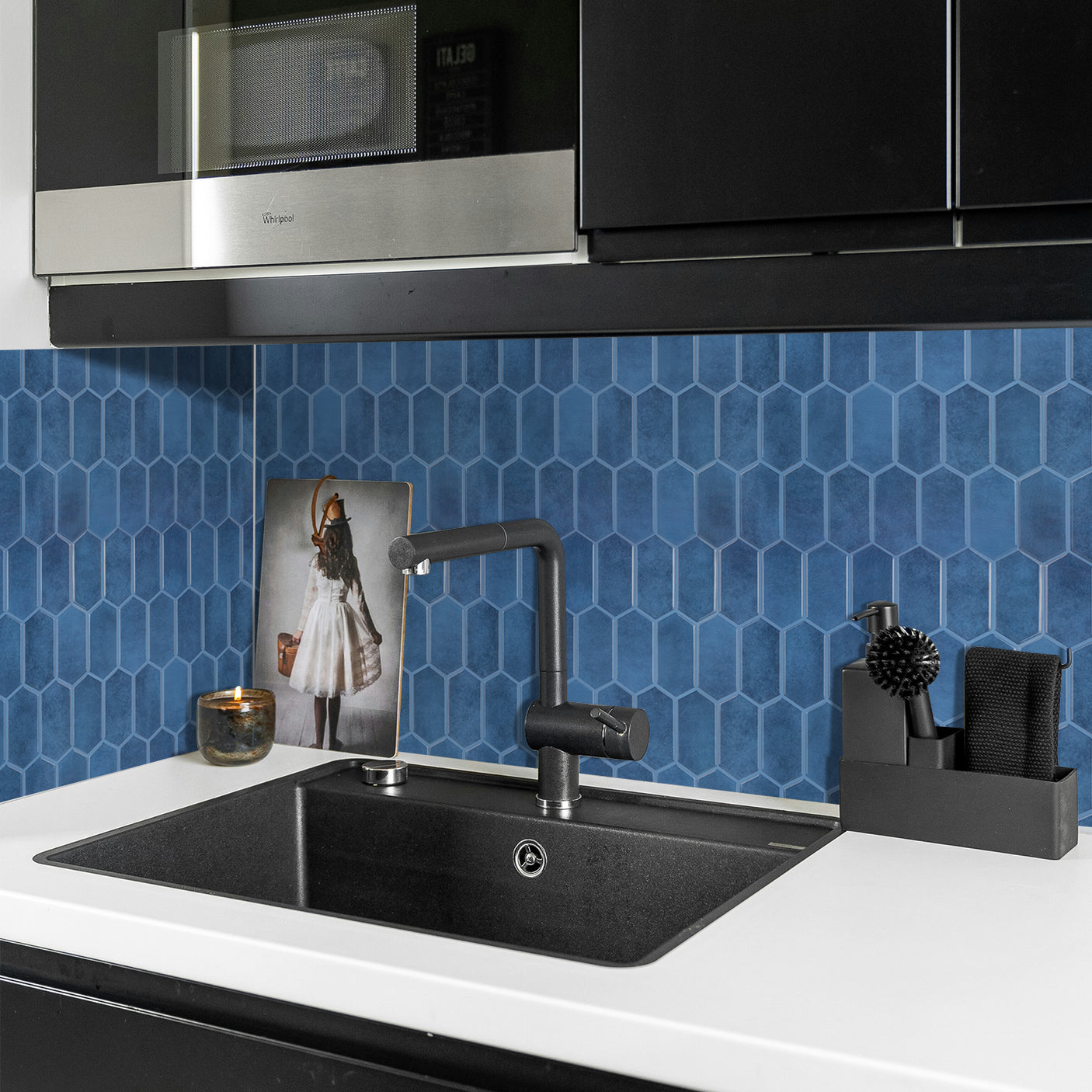 Alexandra blå selvklebende veggfliser