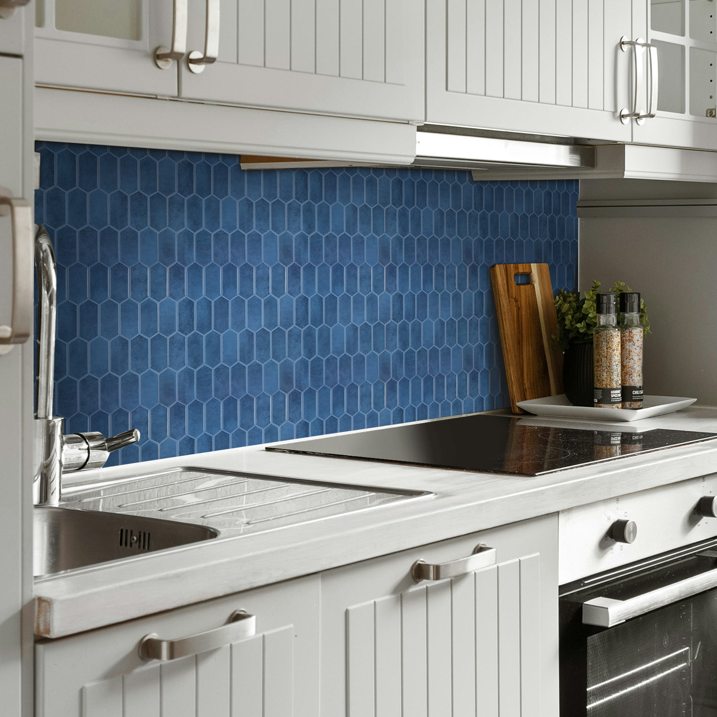 Alexandra blå selvklebende veggfliser