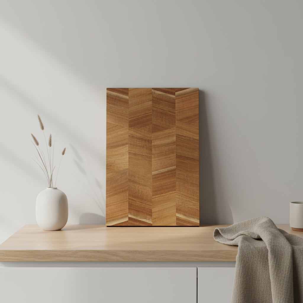 Skärbräda i akaciaträ, fiskbensmönster, 30 x 25 cm