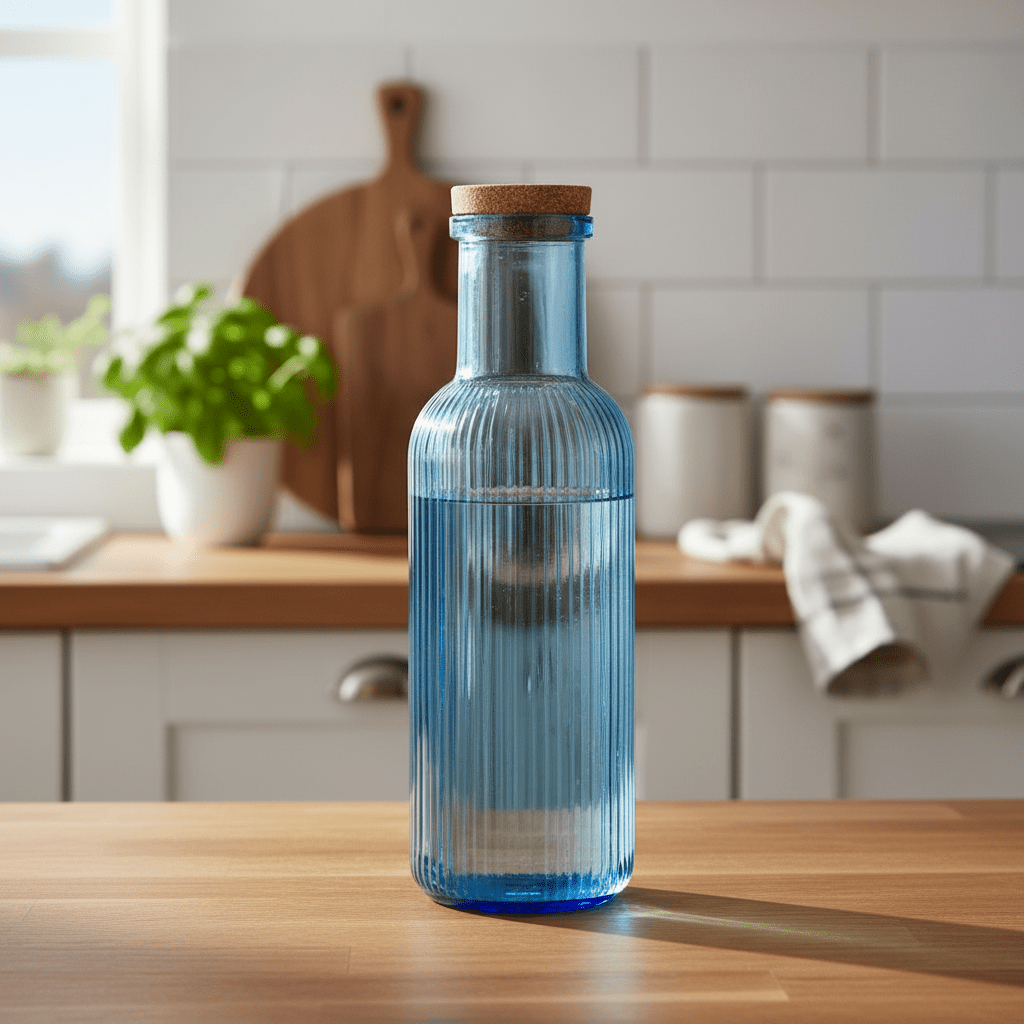 Glassflaske blå 1 Liter 28 cm - Lindas Dekor