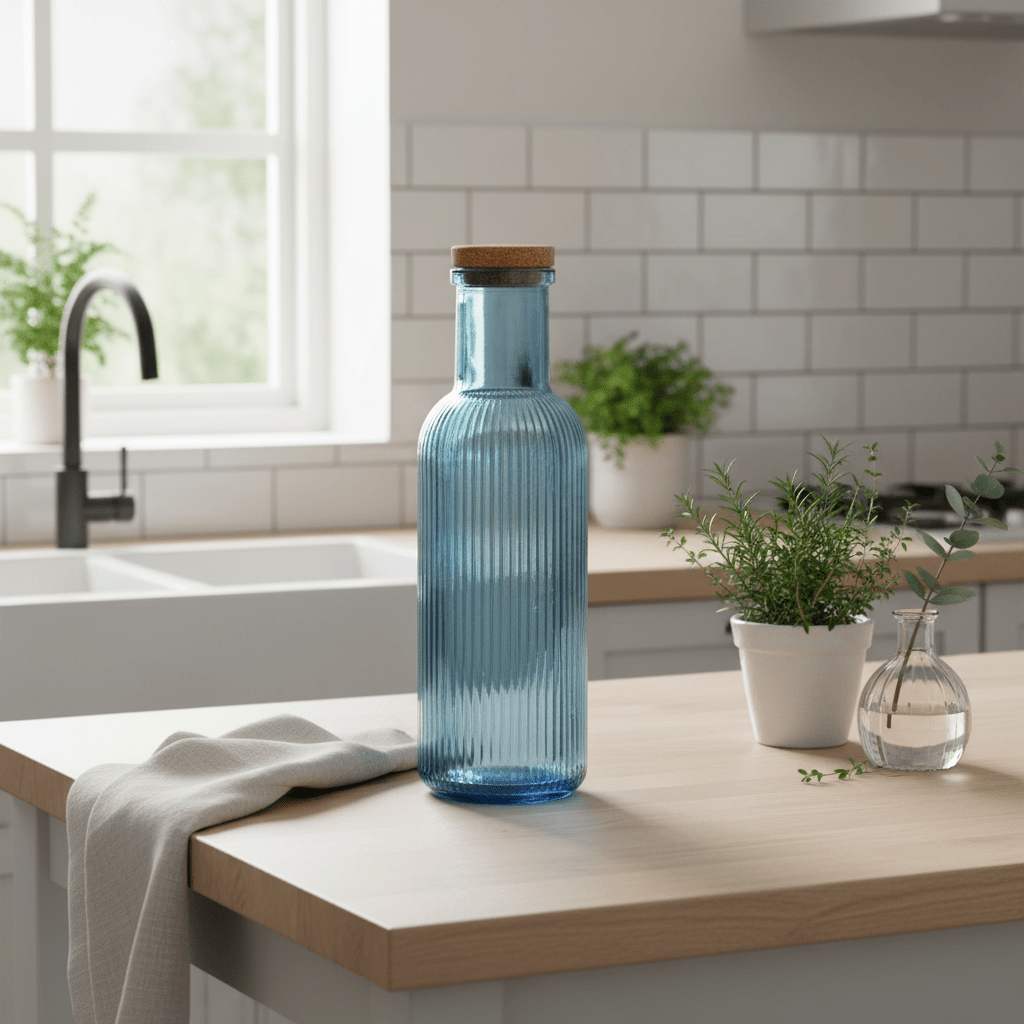 Glassflaske blå 1 Liter 28 cm - Lindas Dekor
