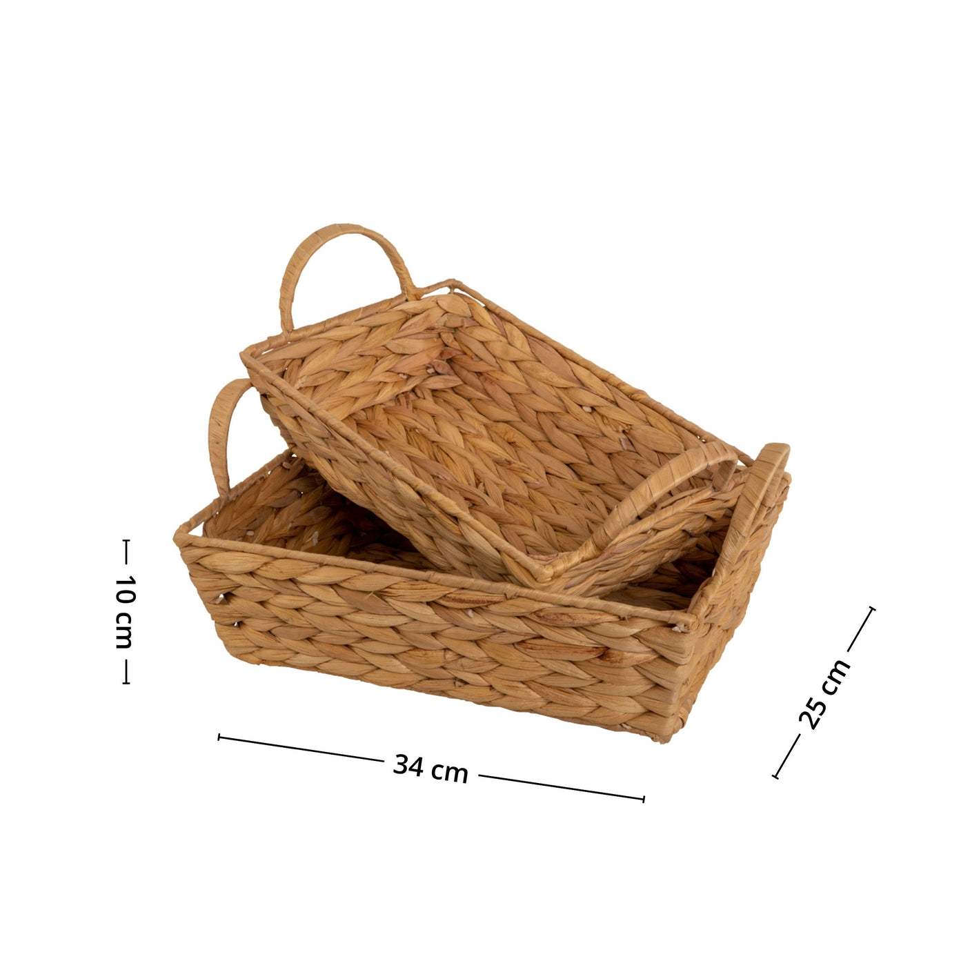 To eller tre håndflettede kurver i ulike størrelser, ideelle til oppbevaring i hjemmet.