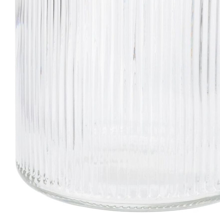 Krukke stripet glass med trelokk stor