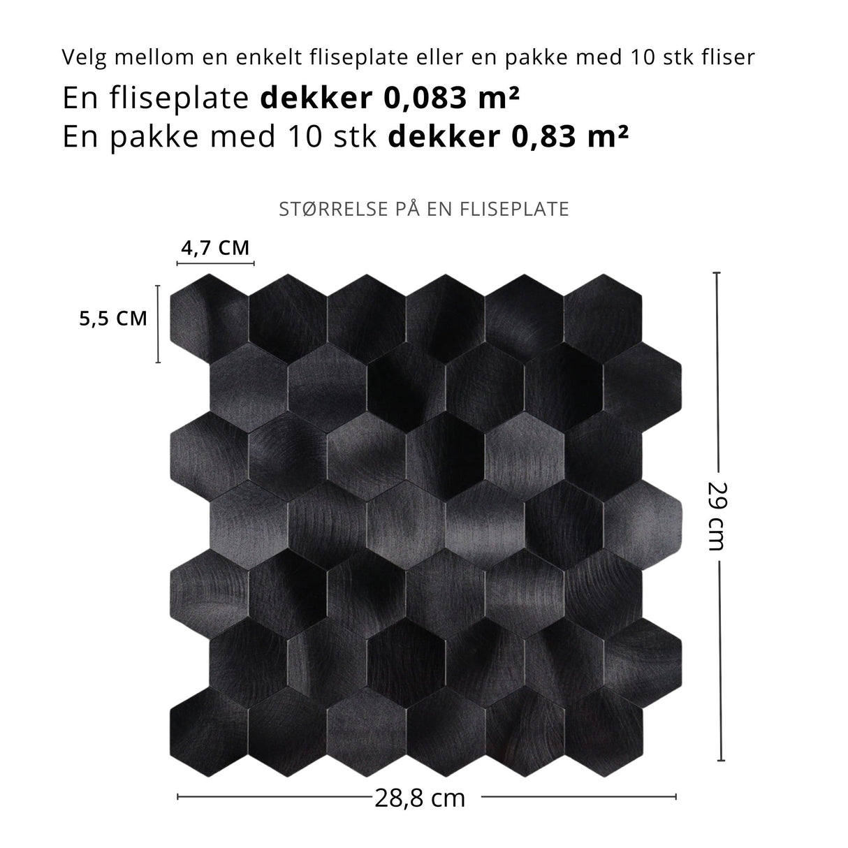 Vareprøve: Midnatt hexagon selvklebende veggfliser