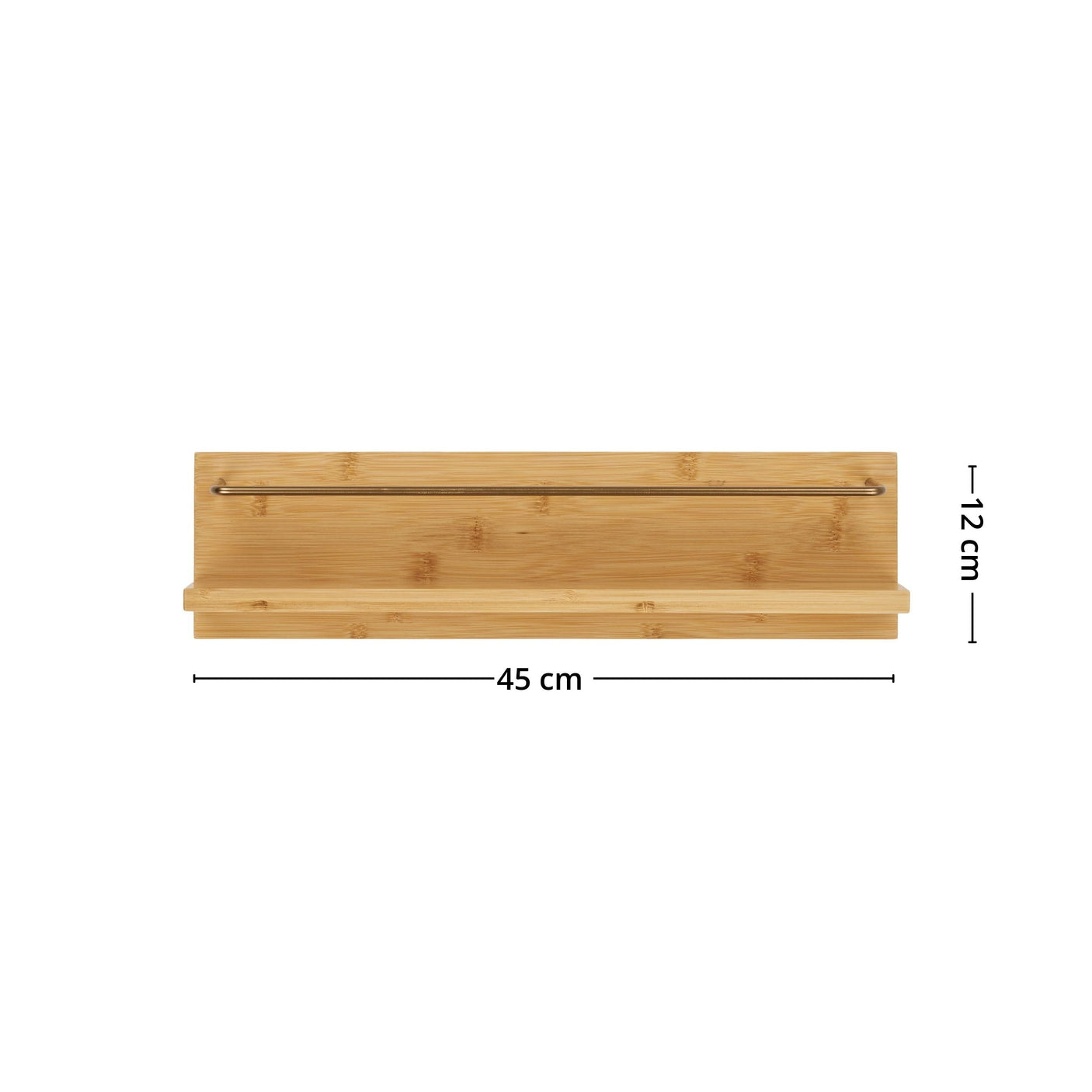 Minimalistisk vegghylle i skandinavisk design, laget av bærekraftig bambus.