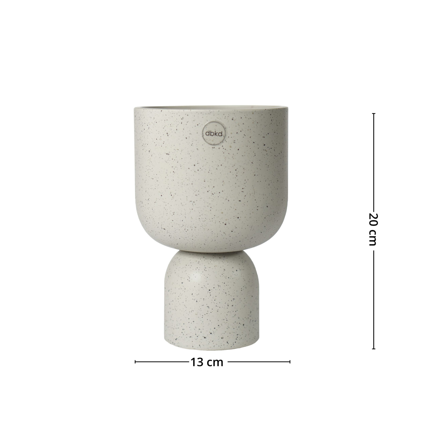 Stilren keramikkpotte i sortspettet finish fra DBKD, ideell for moderne interiør.