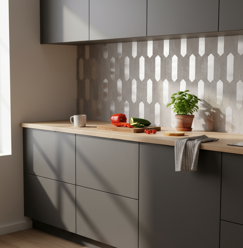 Stein lys grå hexagon selvklebende veggfliser