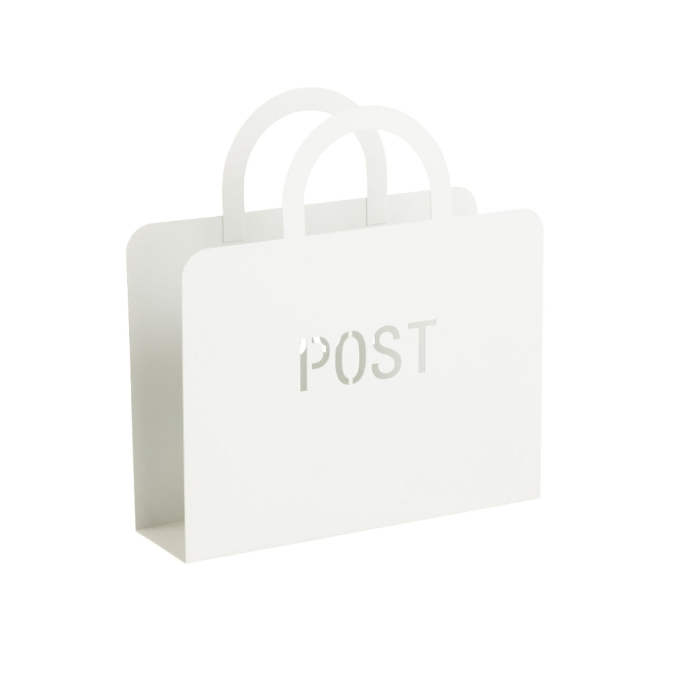 Dekorativ oppbevaringskurv til brevpost hvit