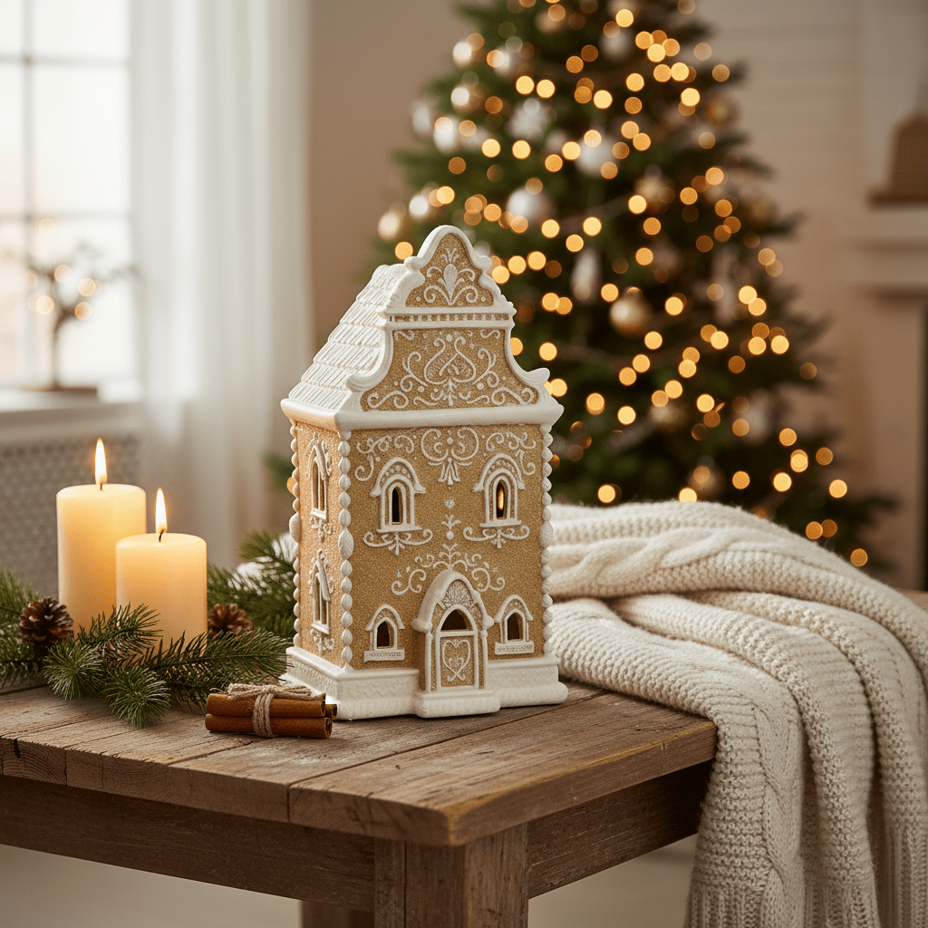 Pepparkakehus med LED-lys 34,5 cm - Lindas Dekor
