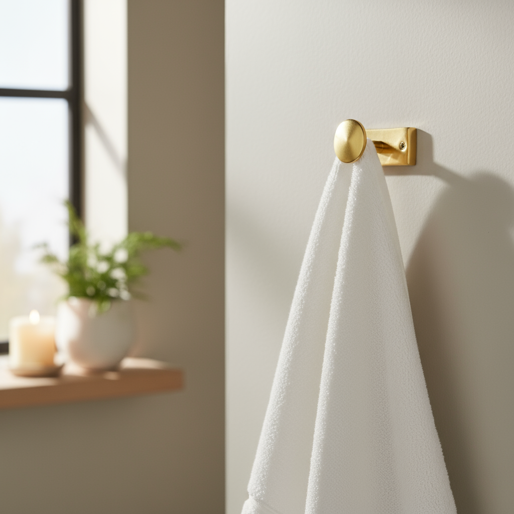 Knagg i gull metall på hvit bakgrunn