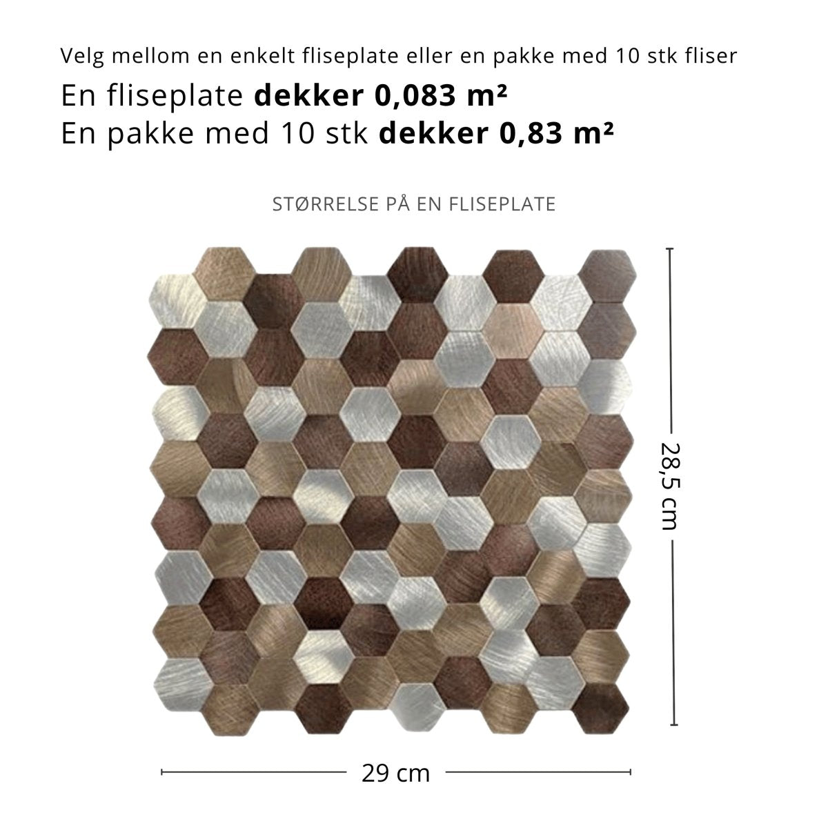 Bronse selvklebende veggfliser - Lindas Dekor