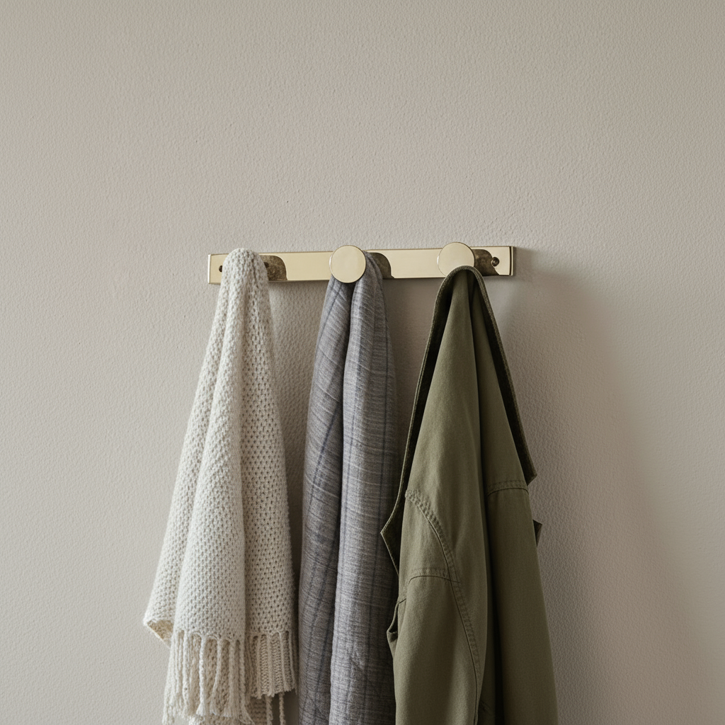 Knaggrekke i sølvfarget metall med tre knagger